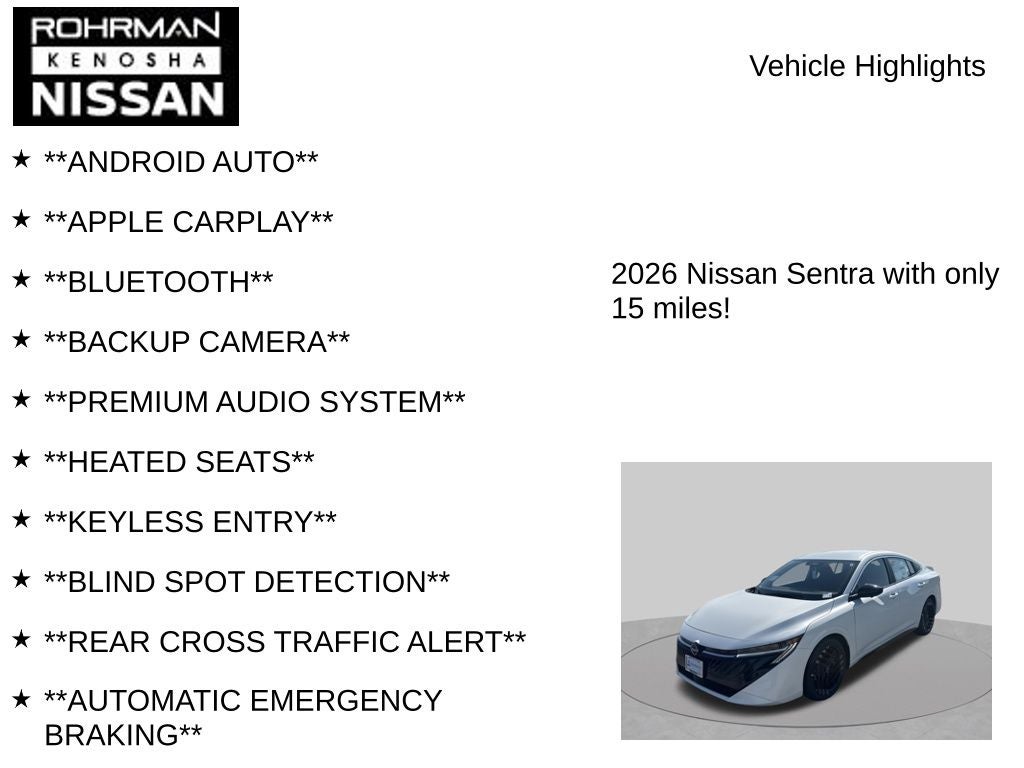 2026 Nissan Sentra SR Premium Package