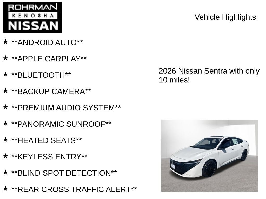2026 Nissan Sentra SR Premium Package