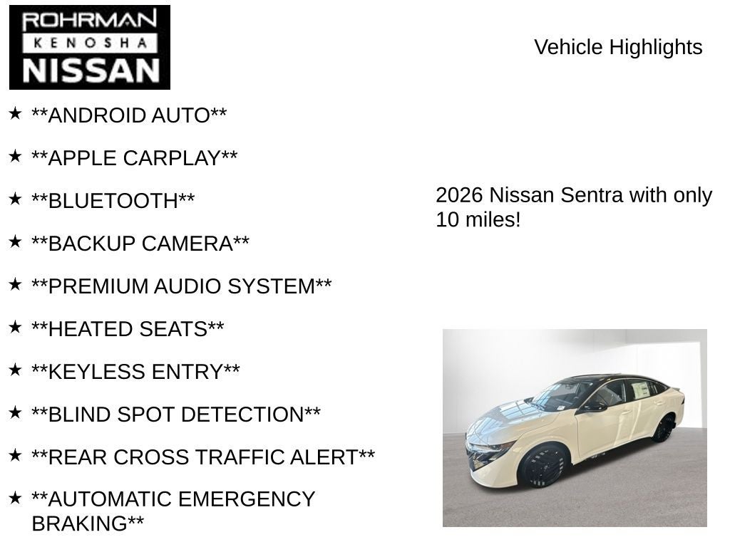 2026 Nissan Sentra SR All Weather Package