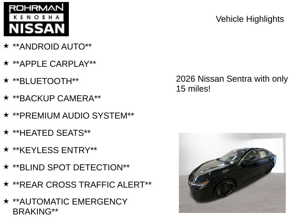 2026 Nissan Sentra SR All Weather Package