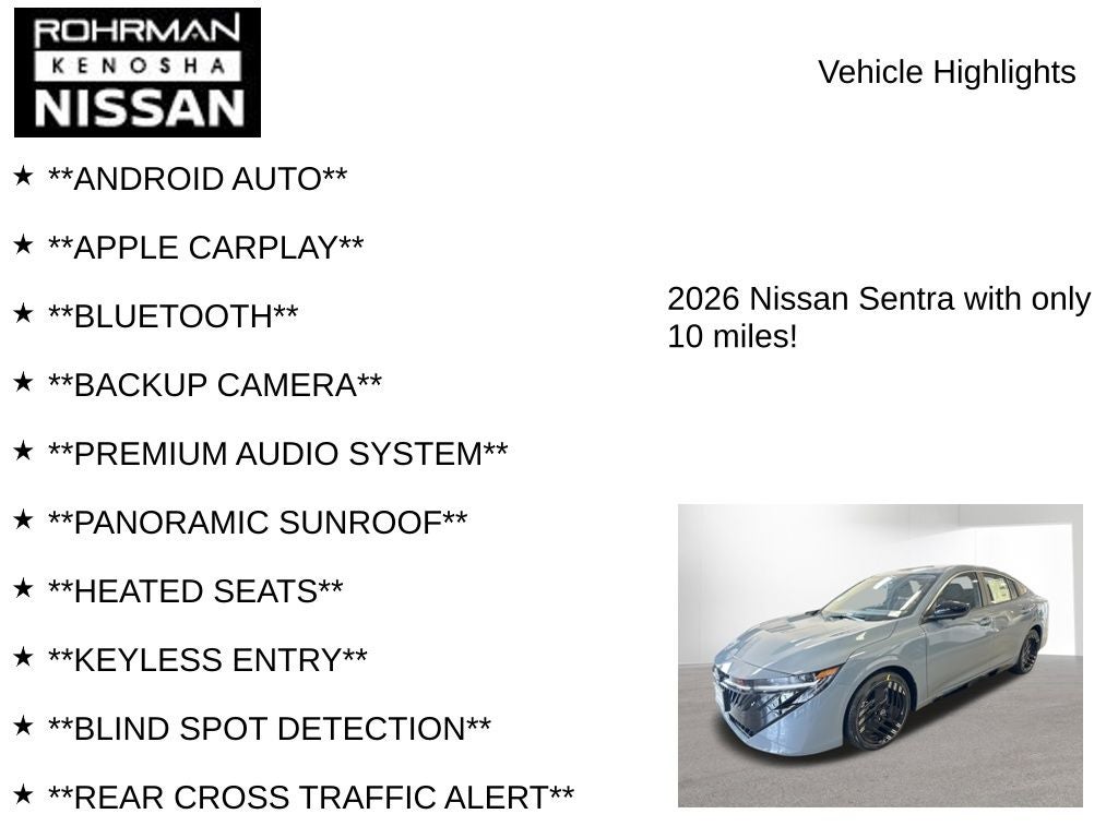 2026 Nissan Sentra SR Premium Package