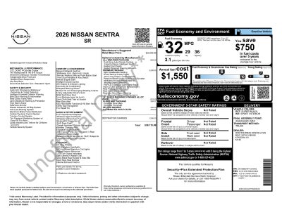 2026 Nissan Sentra SR Premium Package