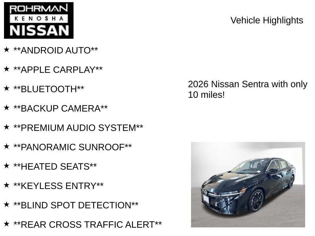 2026 Nissan Sentra SR Premium Package