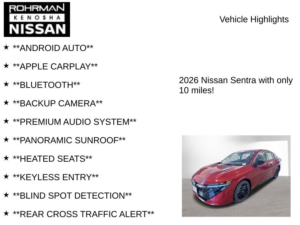 2026 Nissan Sentra SR Premium Package