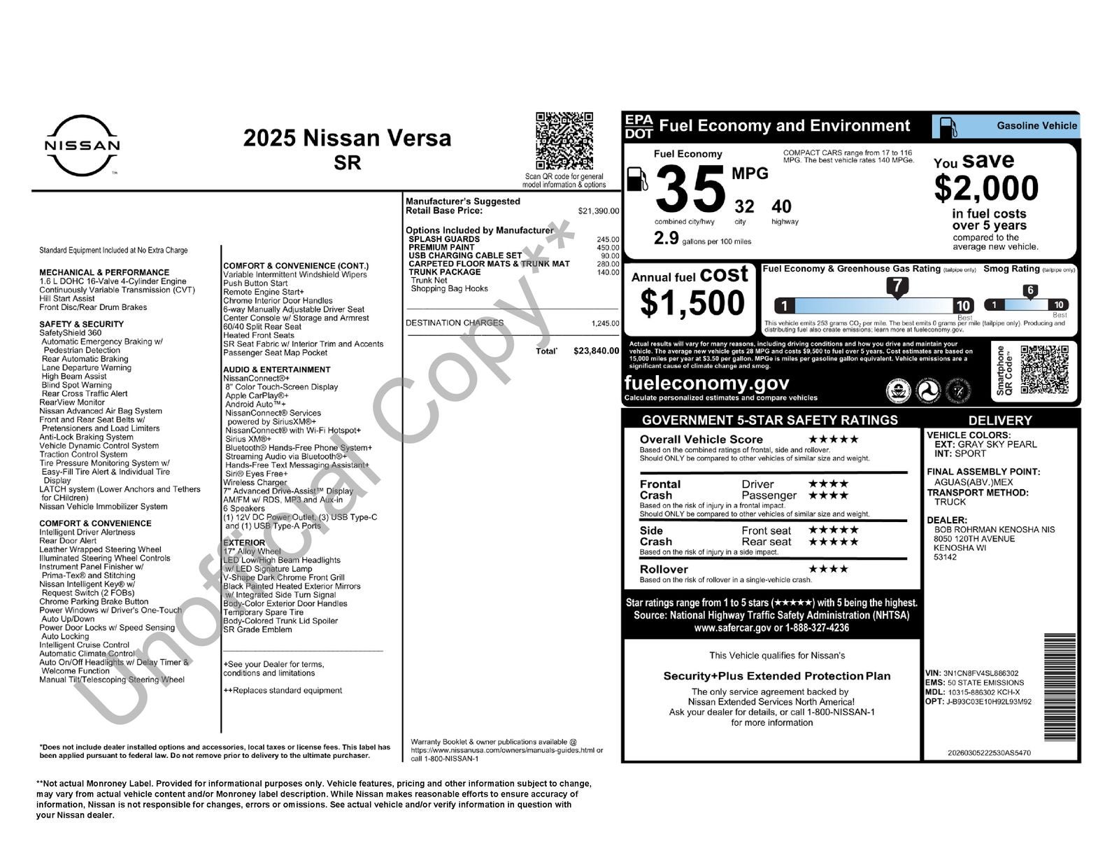 2025 Nissan Versa 1.6 SR