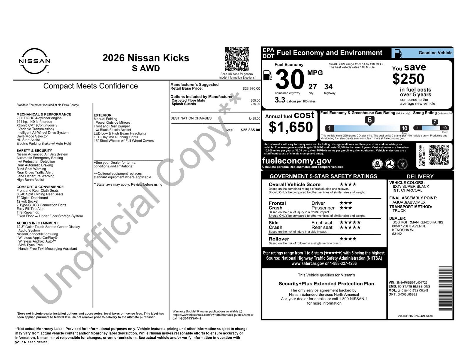2026 Nissan Kicks S AWD