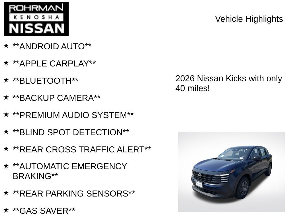 2026 Nissan Kicks S