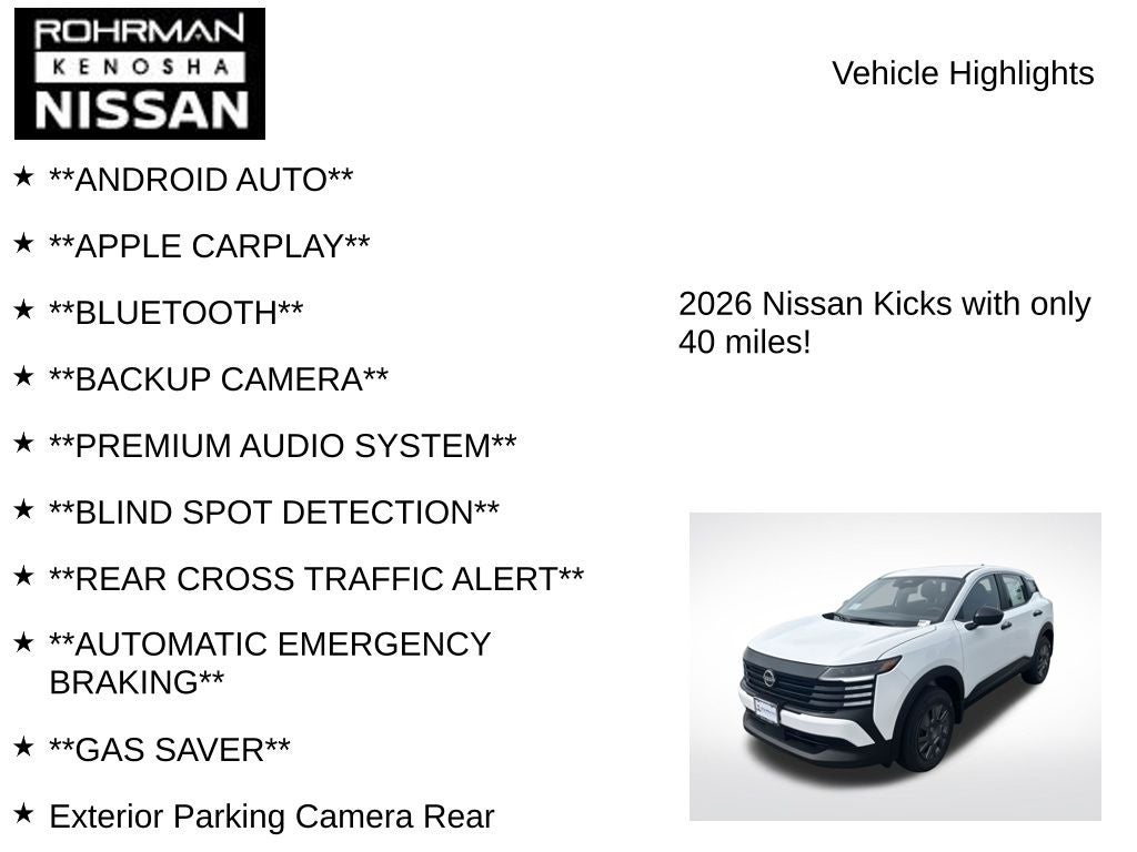 2026 Nissan Kicks S
