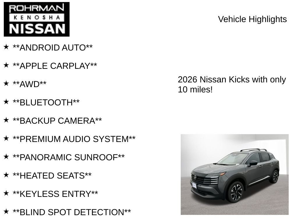 2026 Nissan Kicks SV AWD Premium Package