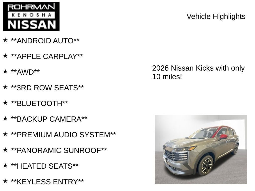 2026 Nissan Kicks SV Premium Package