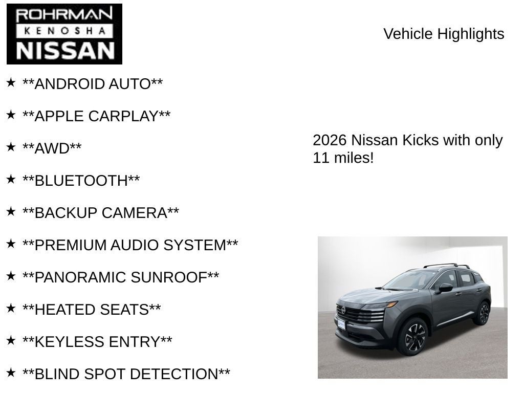2026 Nissan Kicks SV AWD Premium Package