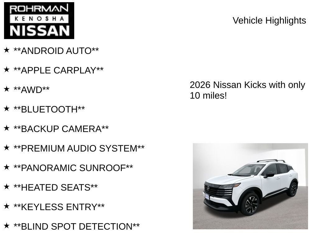 2026 Nissan Kicks SV AWD Premium Package