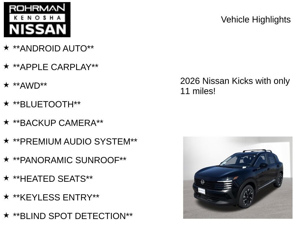 2026 Nissan Kicks SV AWD Premium Package