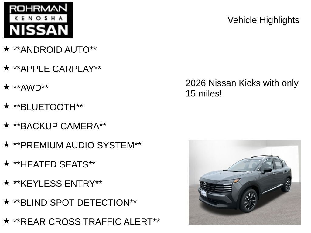 2026 Nissan Kicks SV AWD Premium Package