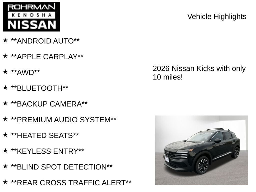 2026 Nissan Kicks SV AWD Cold Weather Package