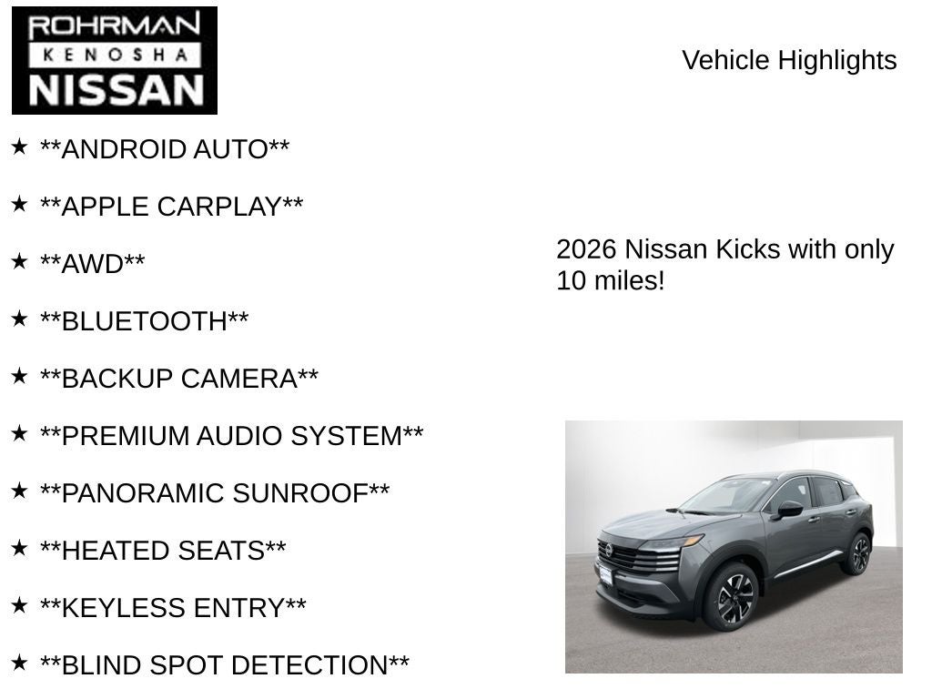 2026 Nissan Kicks SV AWD Premium Package