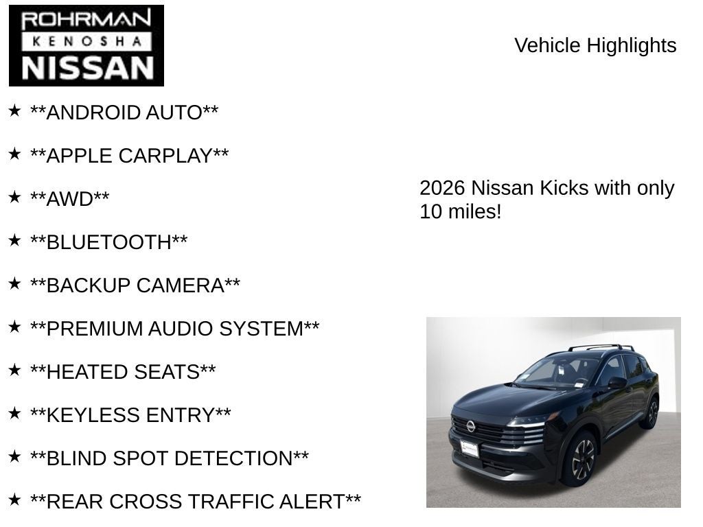 2026 Nissan Kicks SV AWD Cold Weather Package