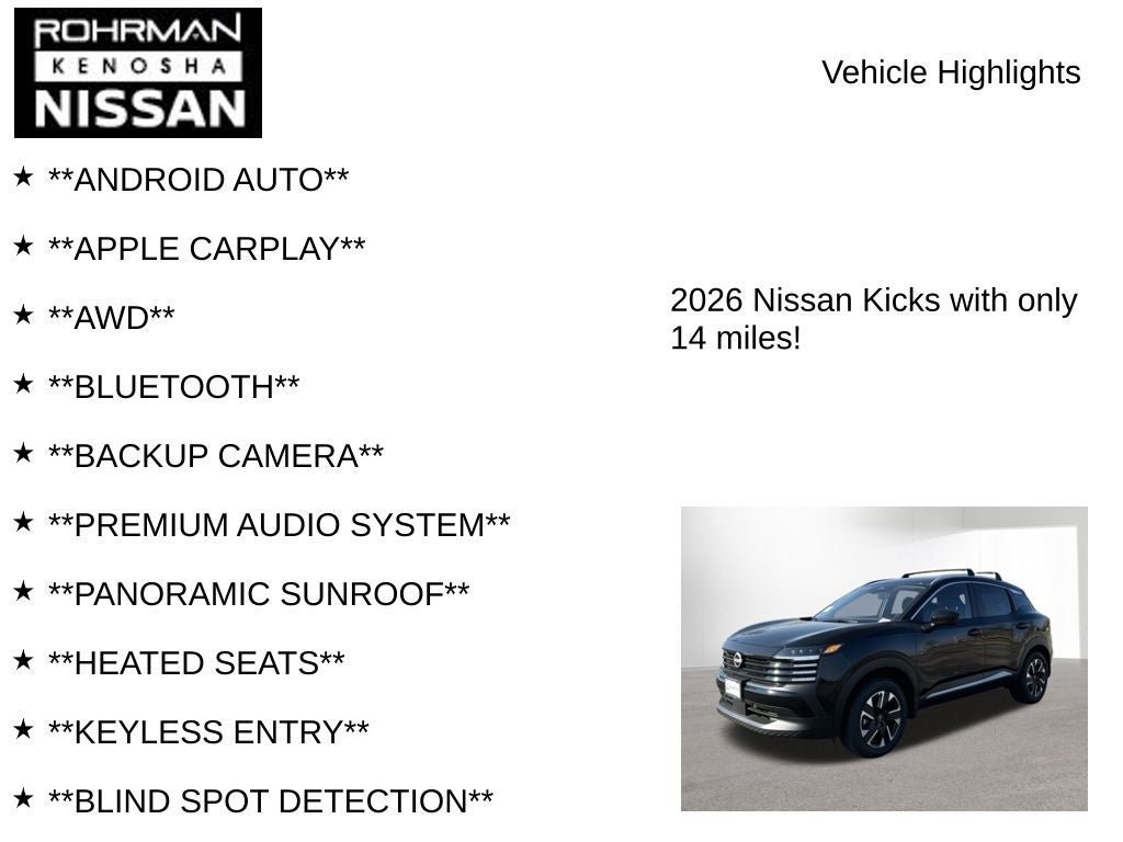 2026 Nissan Kicks SV AWD Premium Package