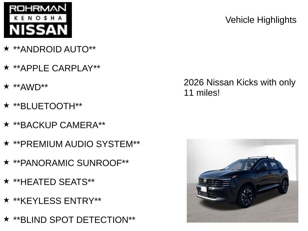2026 Nissan Kicks SV AWD Premium Package
