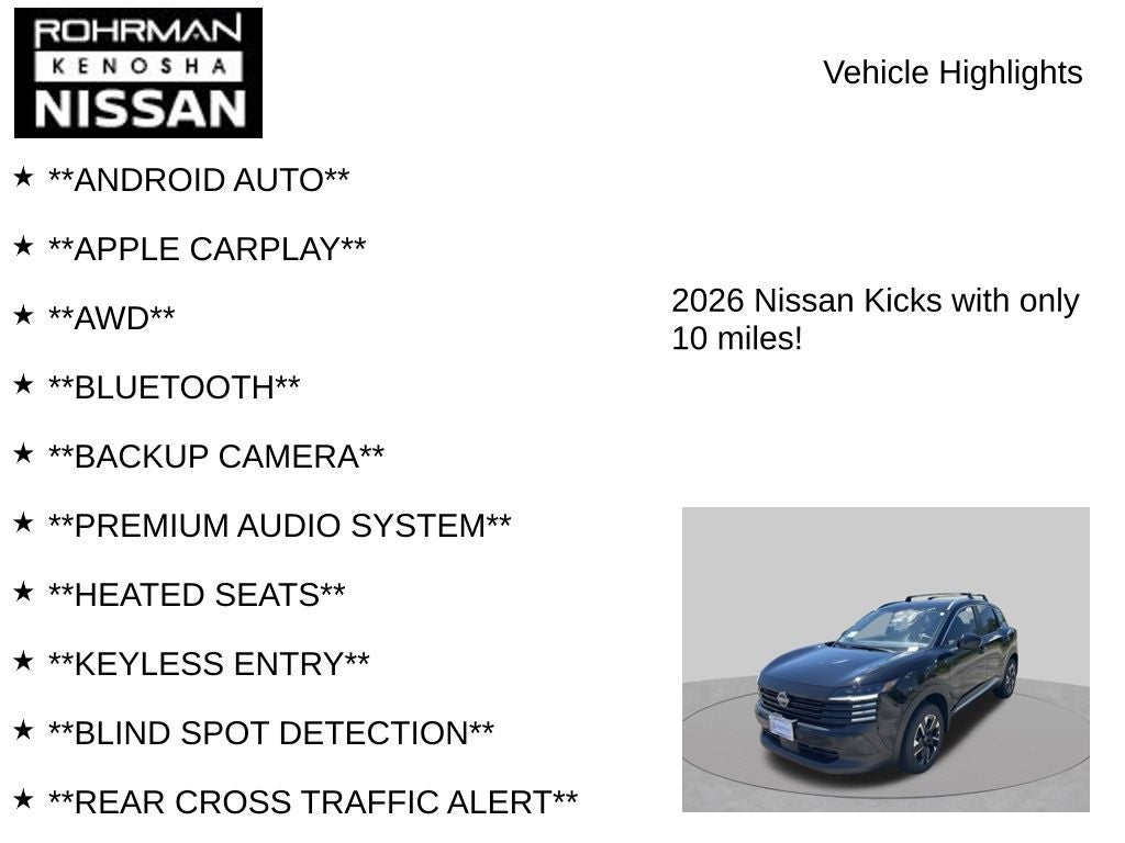 2026 Nissan Kicks SV AWD Cold Weather Package