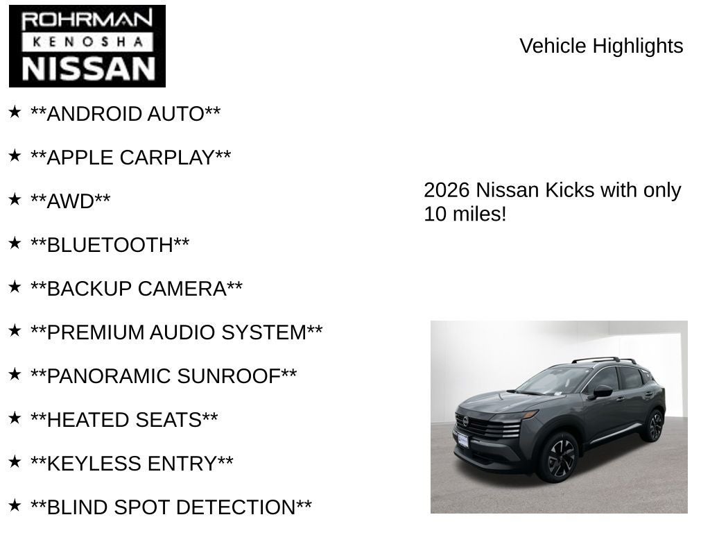 2026 Nissan Kicks SV AWD Premium Package