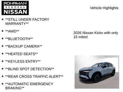 2026 Nissan Kicks SV AWD Premium Package