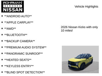 2026 Nissan Kicks SR AWD Premium Package