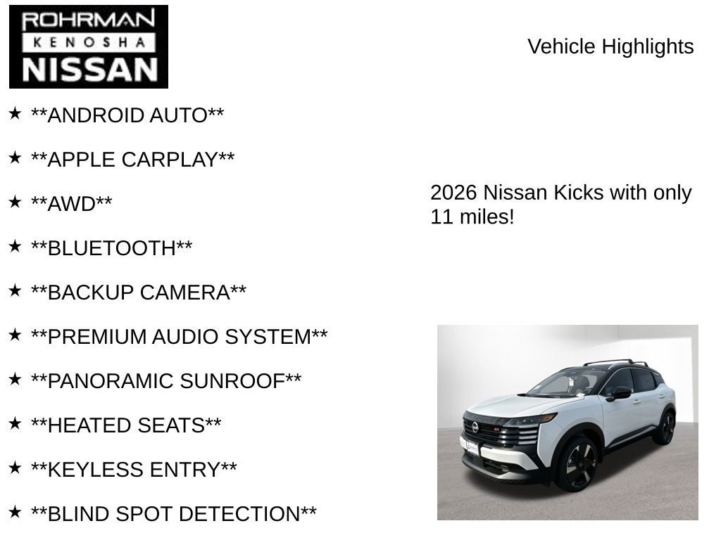 2026 Nissan Kicks SR AWD Premium Package