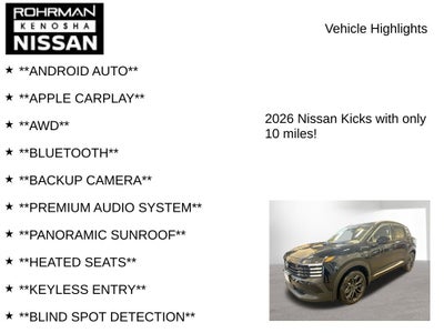 2026 Nissan Kicks SR AWD Premium Package