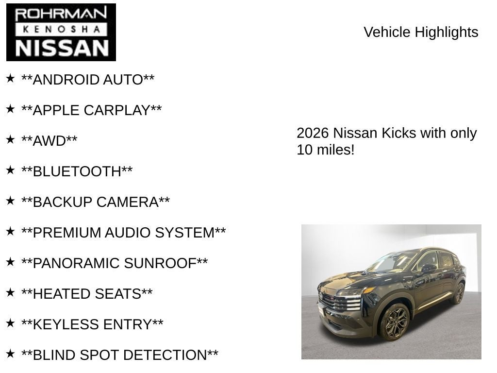 2026 Nissan Kicks SR AWD Premium Package