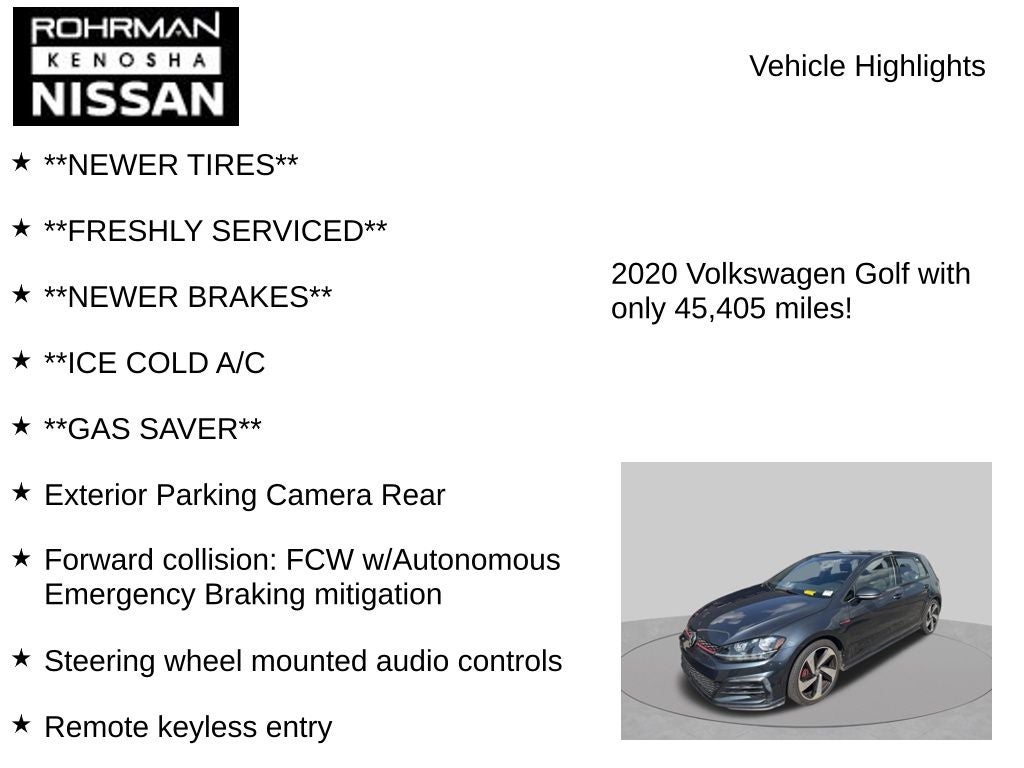 2020 Volkswagen Golf GTI 2.0T S