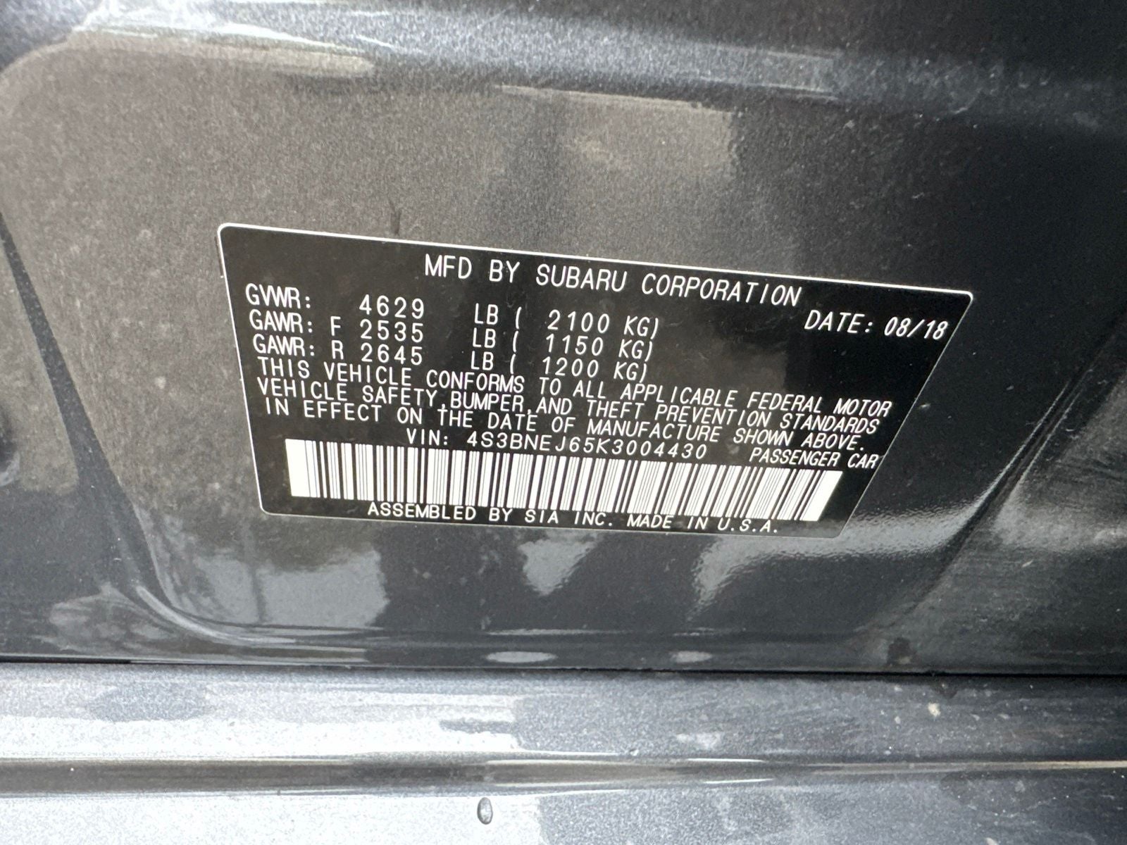 2019 Subaru Legacy 3.6R Limited