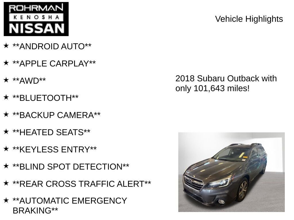 2018 Subaru Outback 2.5i Limited