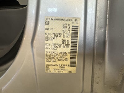 2016 Nissan NV Passenger SL