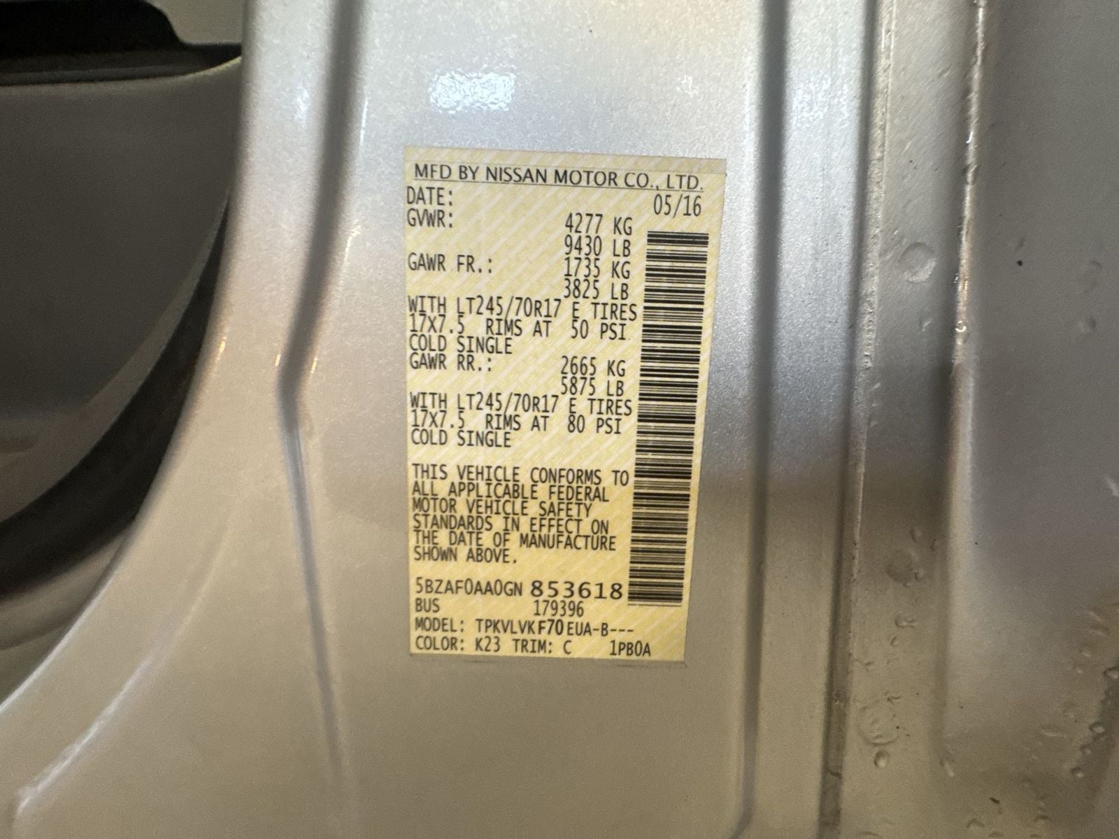 2016 Nissan NV Passenger SL