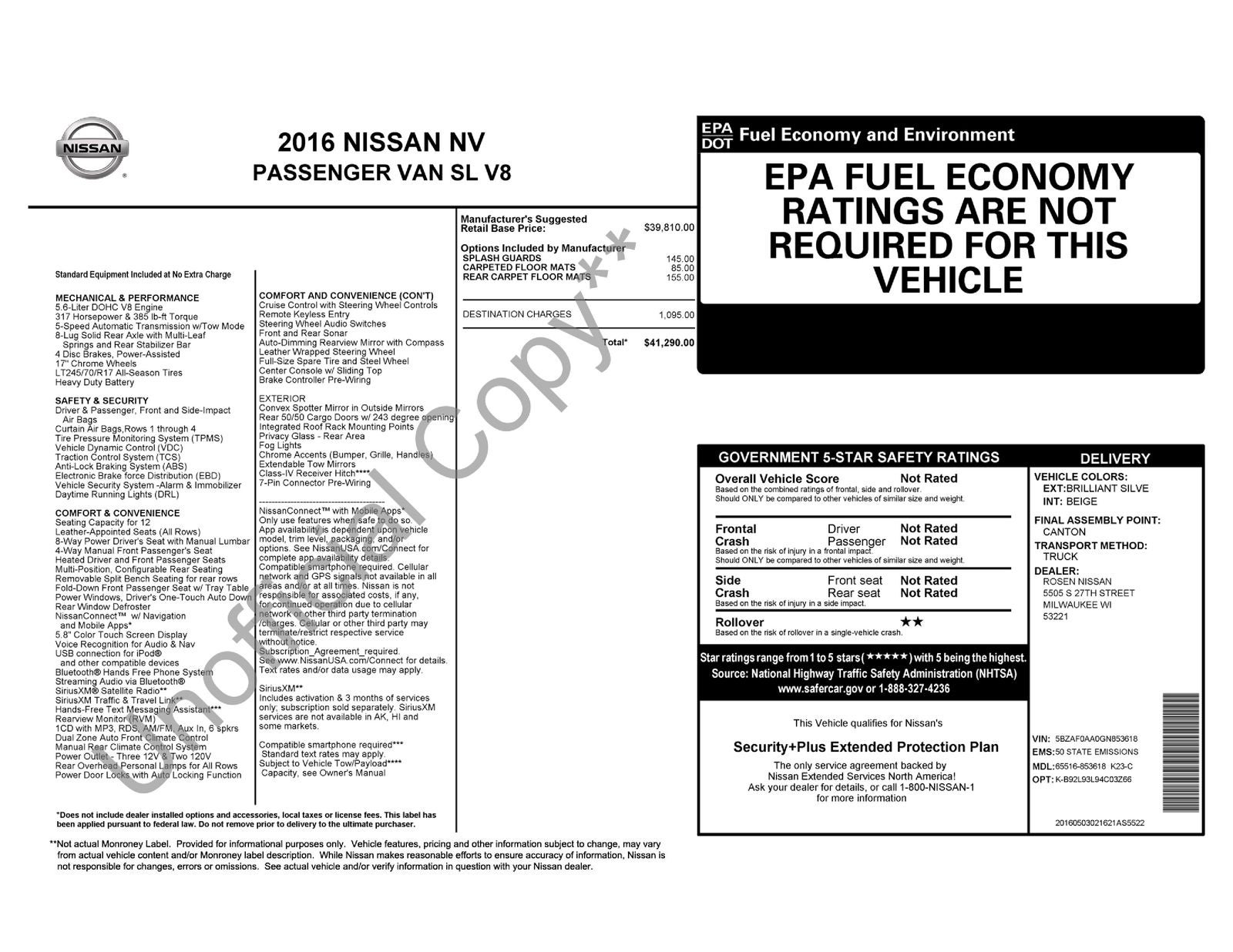 2016 Nissan NV Passenger SL