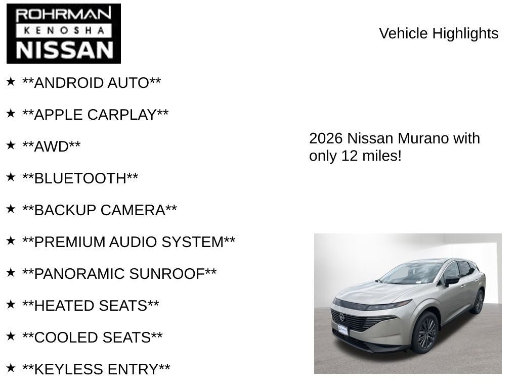 2026 Nissan Murano SL Comfort Package