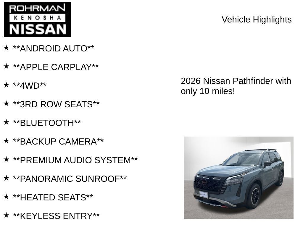 2026 Nissan Pathfinder Rock Creek Premium Package