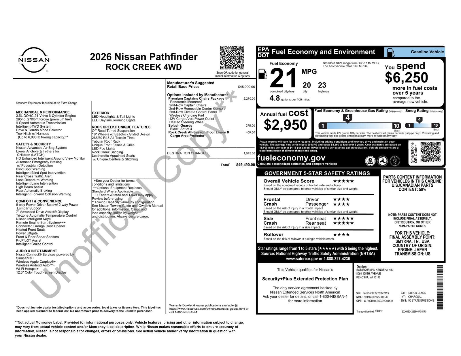 2026 Nissan Pathfinder Rock Creek Premium Package