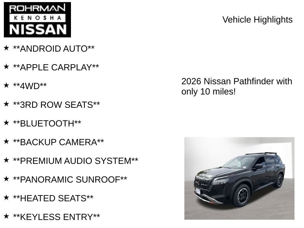 2026 Nissan Pathfinder Rock Creek Premium Package