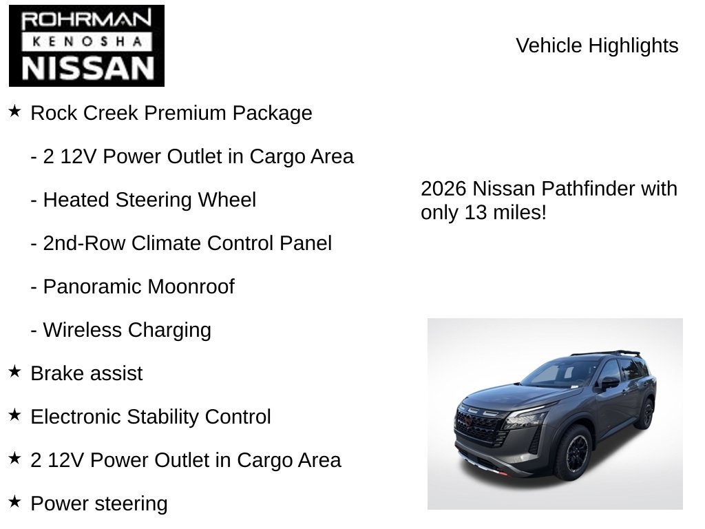 2026 Nissan Pathfinder Rock Creek Premium Package