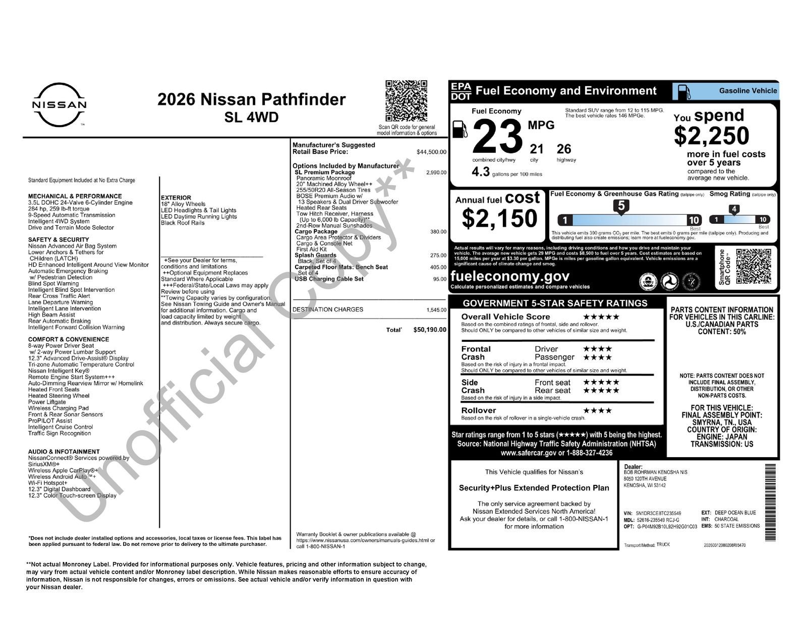 2026 Nissan Pathfinder SL Premium Package