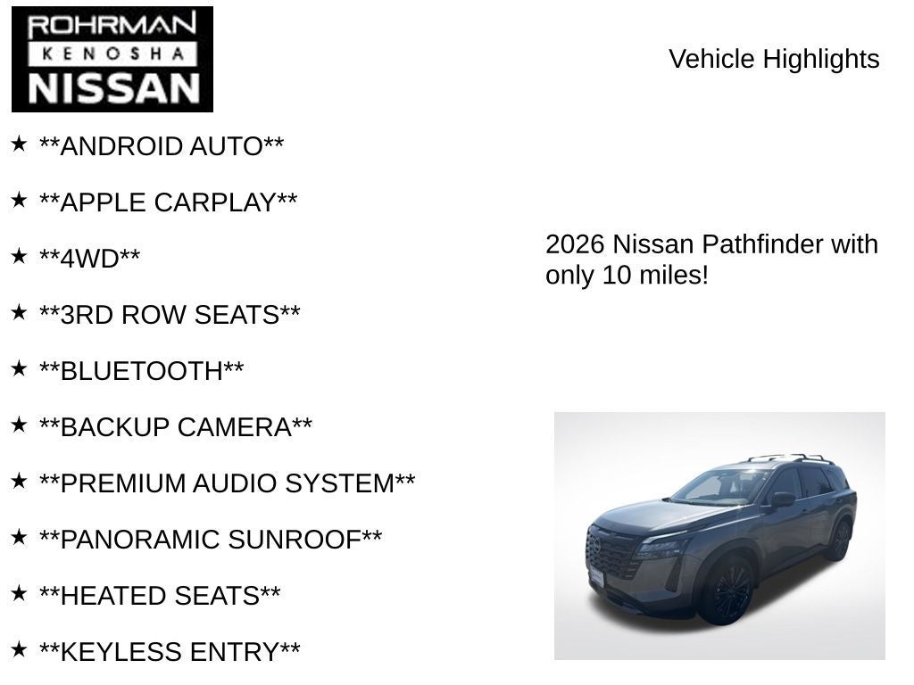 2026 Nissan Pathfinder SL Premium Package