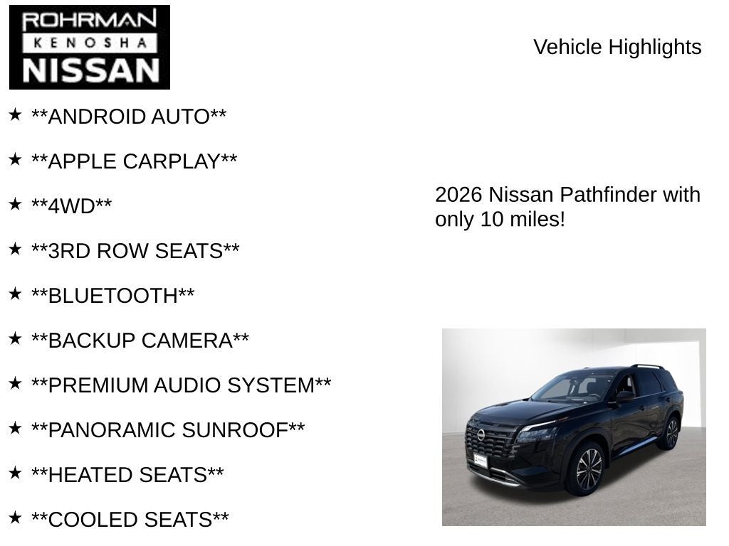 2026 Nissan Pathfinder Platinum Captain Chairs Package