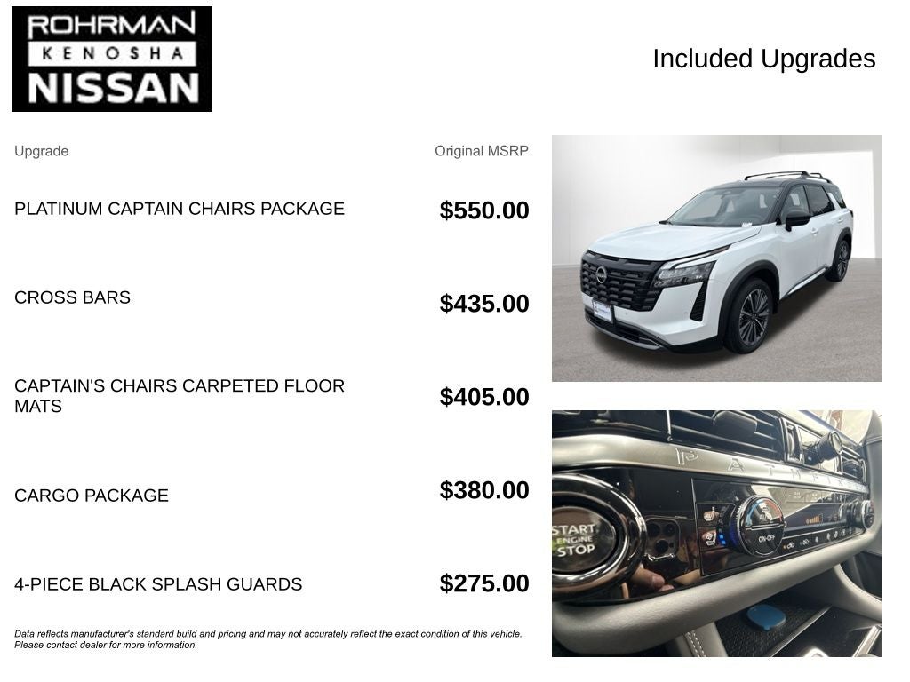 2026 Nissan Pathfinder Platinum Captain Chairs Package