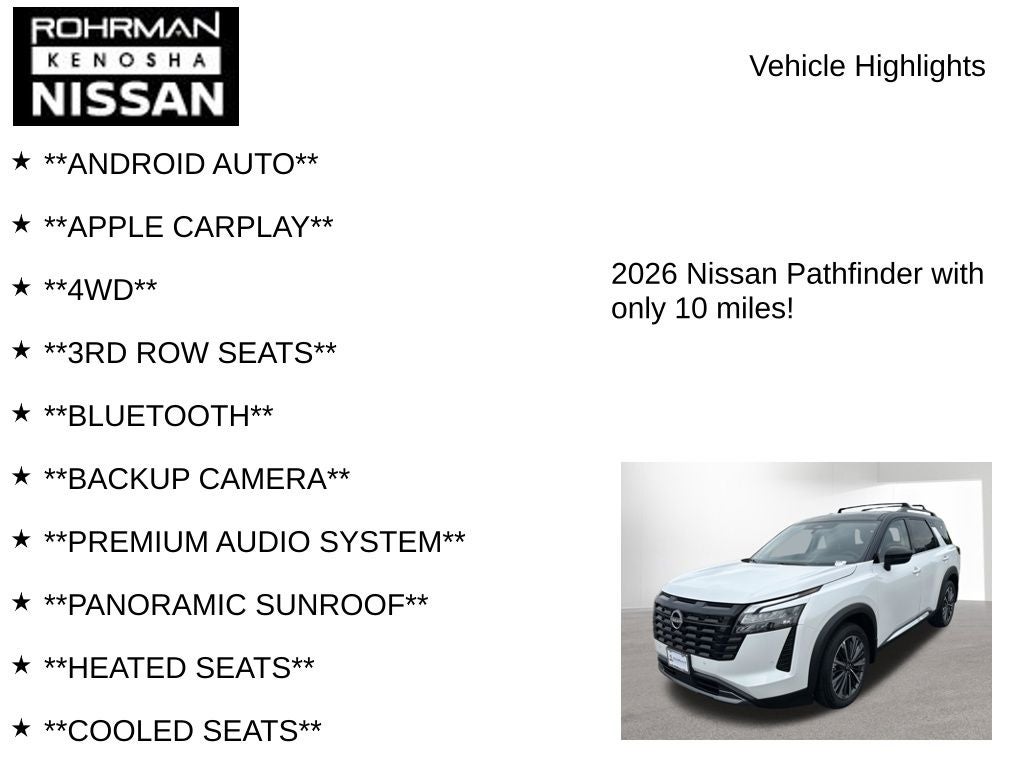 2026 Nissan Pathfinder Platinum Captain Chairs Package