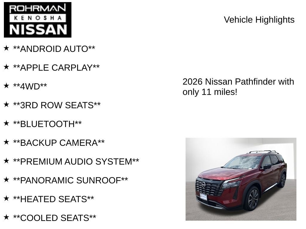 2026 Nissan Pathfinder Platinum Captain Chairs Package