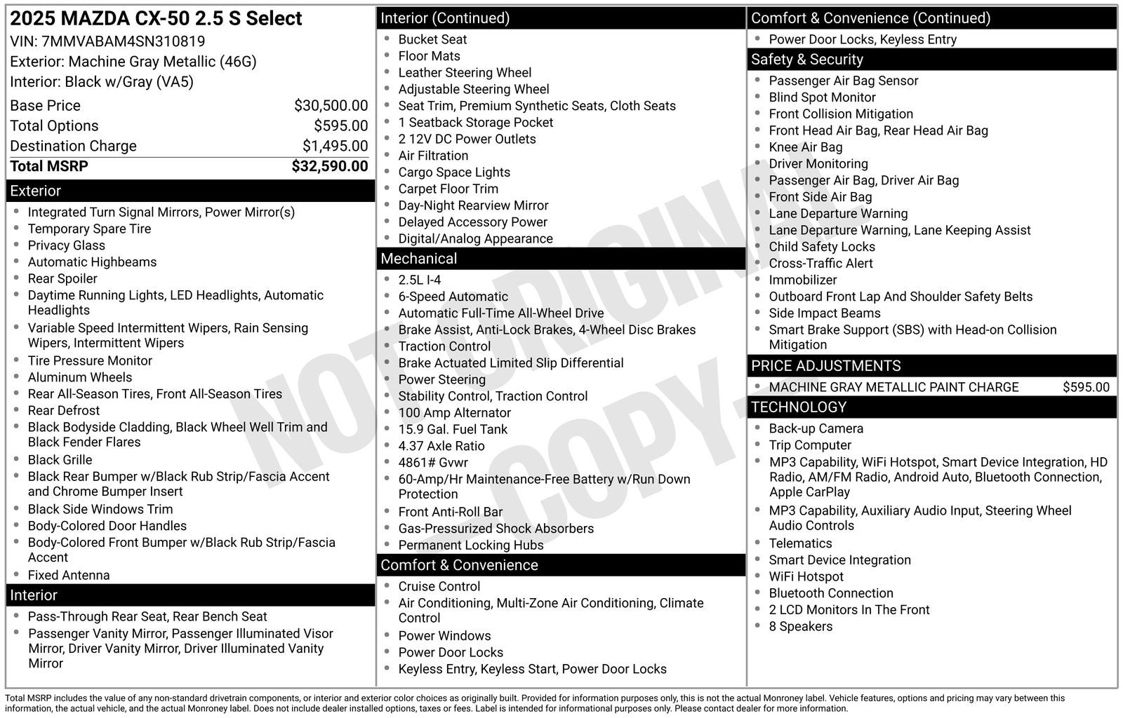 2025 Mazda Mazda CX-50 2.5 S Select Package