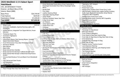 2025 Mazda Mazda3 2.5 S Select Sport