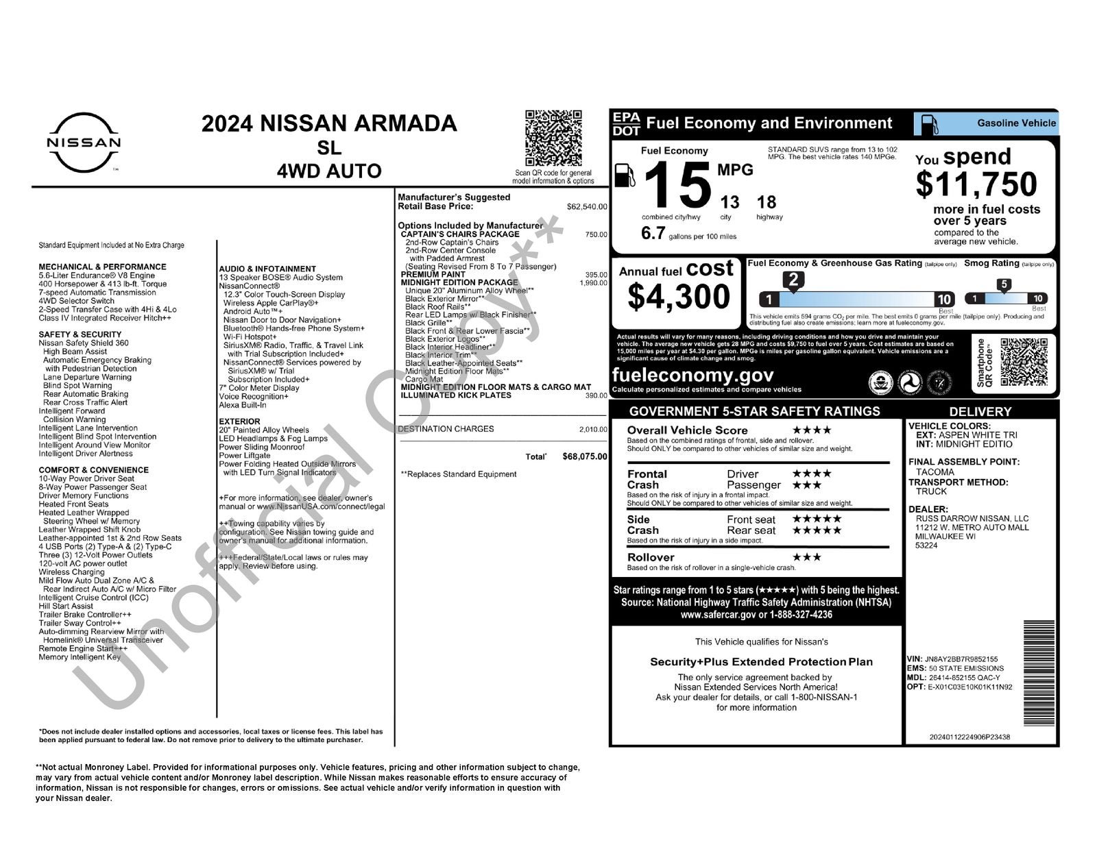 2024 Nissan Armada SL Midnight Edition